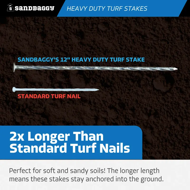 12 In. Ultra Heavy Duty Galvanized Spiral Artificial Turf Nails - 1 Gauge Steel 5