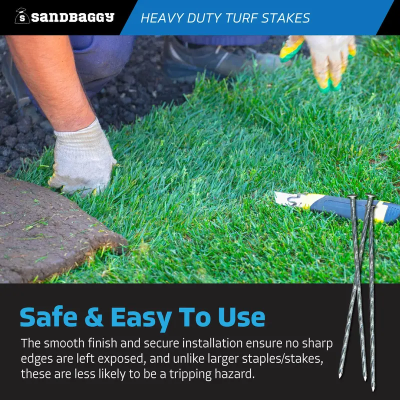 12 In. Ultra Heavy Duty Galvanized Spiral Artificial Turf Nails - 1 Gauge Steel 9
