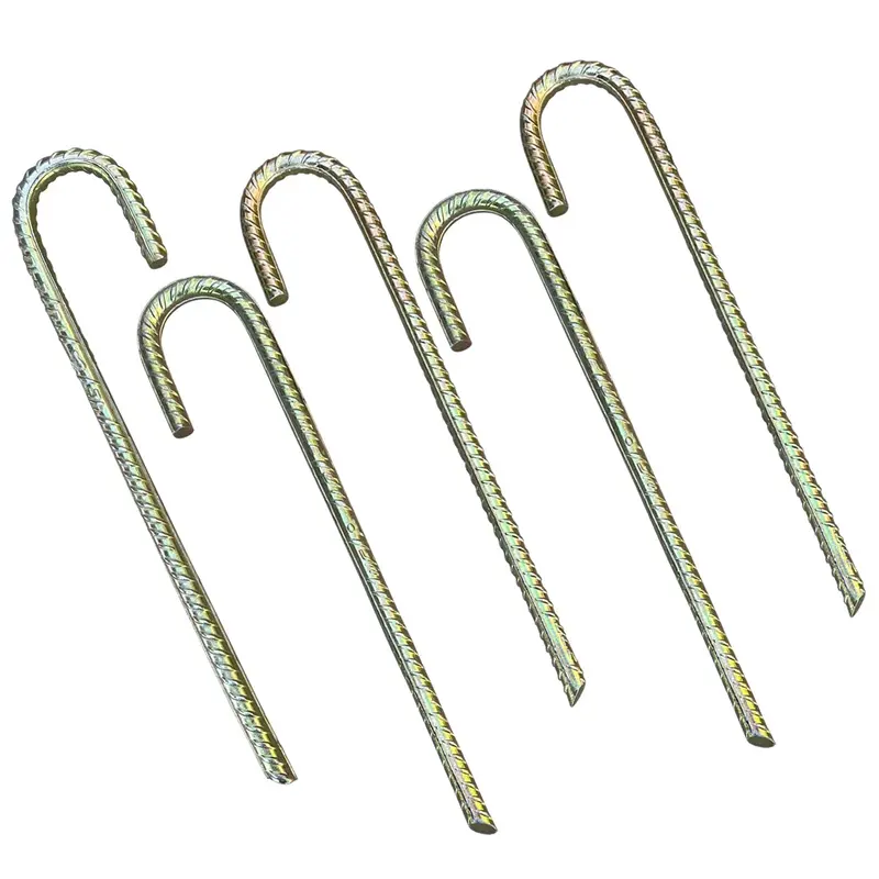 12" J Hook Rebar Stakes - Galvanized Steel - 3/8" Diameter (#3 Rebar) 1