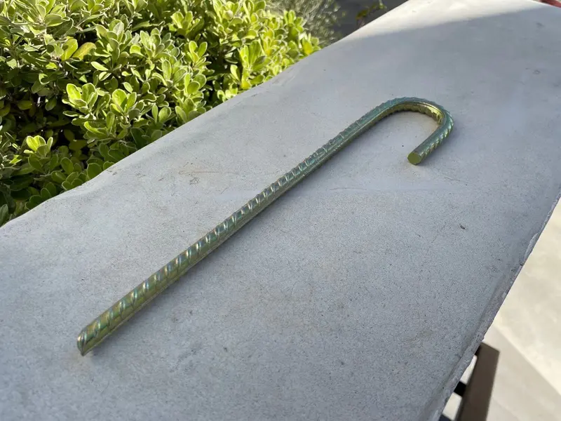 12" J Hook Rebar Stakes - Galvanized Steel - 3/8" Diameter (#3 Rebar) 10