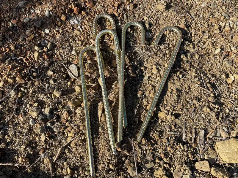 12" J Hook Rebar Stakes - Galvanized Steel - 3/8" Diameter (#3 Rebar) 12