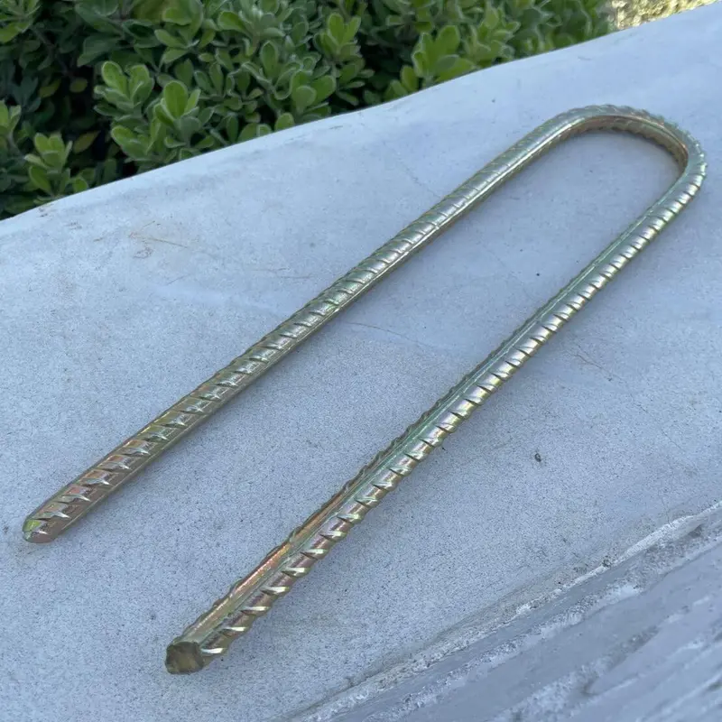 12" U Shaped Rebar Stakes - Galvanized Steel - 3/8" Diameter (#3 Rebar) 1