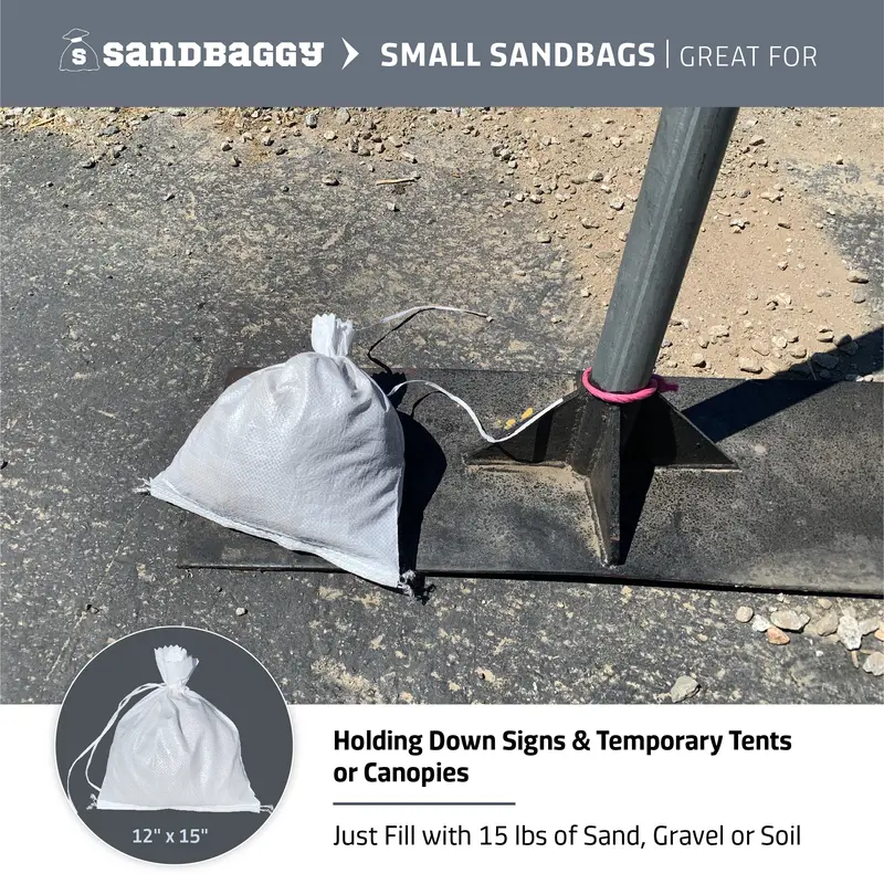12” X 15” Small Empty Sandbags - Uv Protected - Hold Down Signs & Tents 4