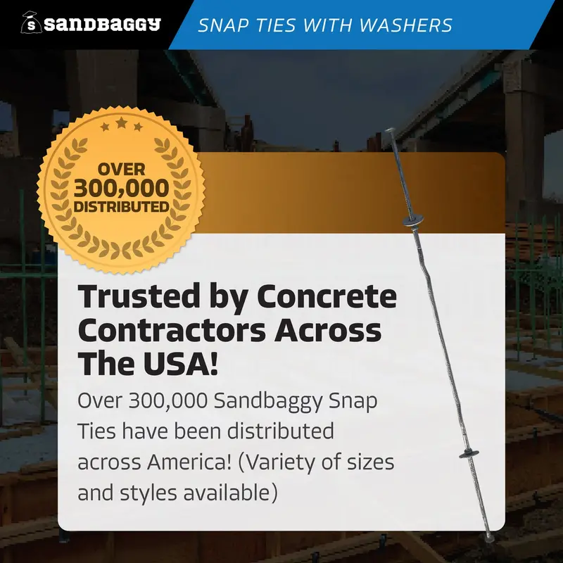 12" X 4 ¾" Standard Snap Ties For Concrete Forms (Short End) - 1" Flat Steel Washer 7