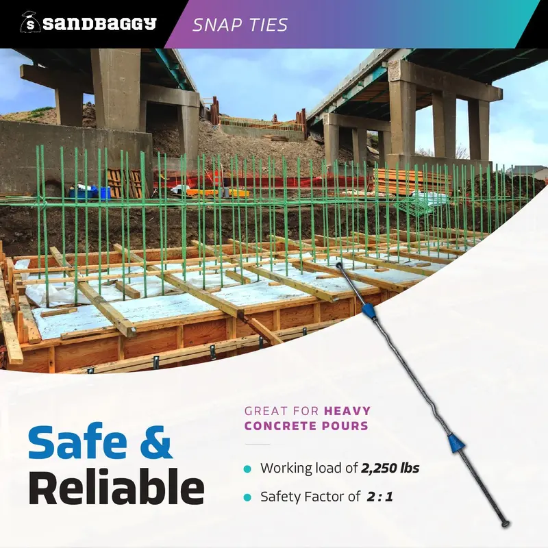 12" X 4 ¾" Standard Snap Ties For Concrete Forms (Short End) - 1" Plastic Cones 5
