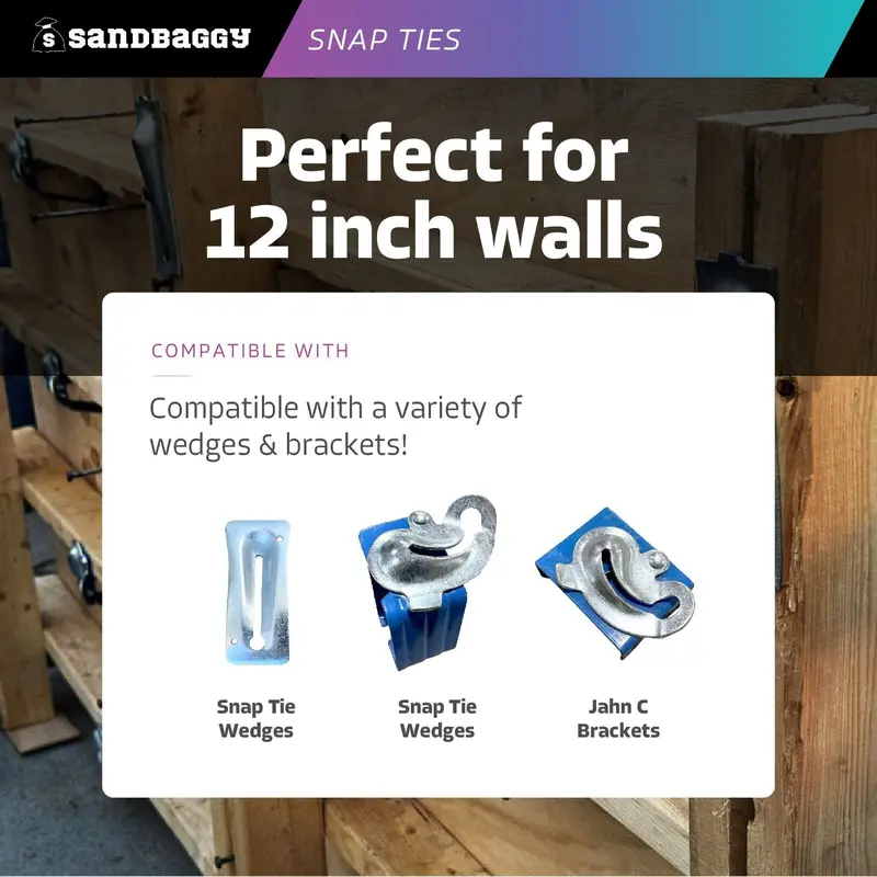 12" X 4 ¾" Standard Snap Ties For Concrete Forms (Short End) - 1" Plastic Cones 7