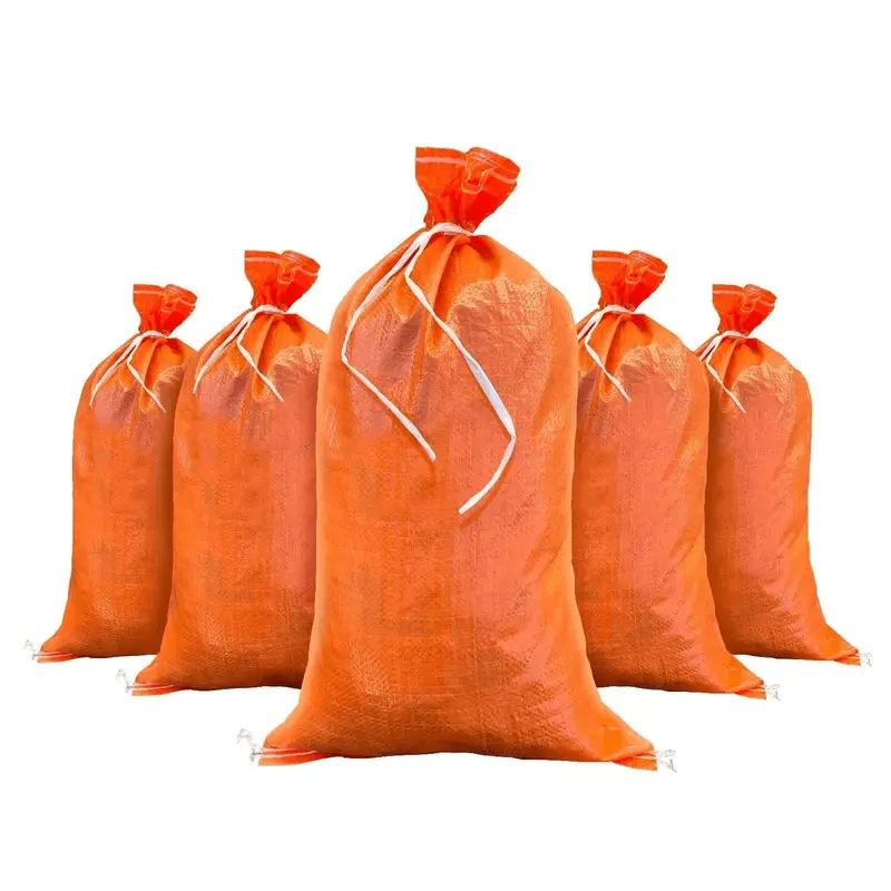 14" X 26" Empty Orange Sandbags With Tie Strings - Uv Resistant (50 Lb Capacity) 1
