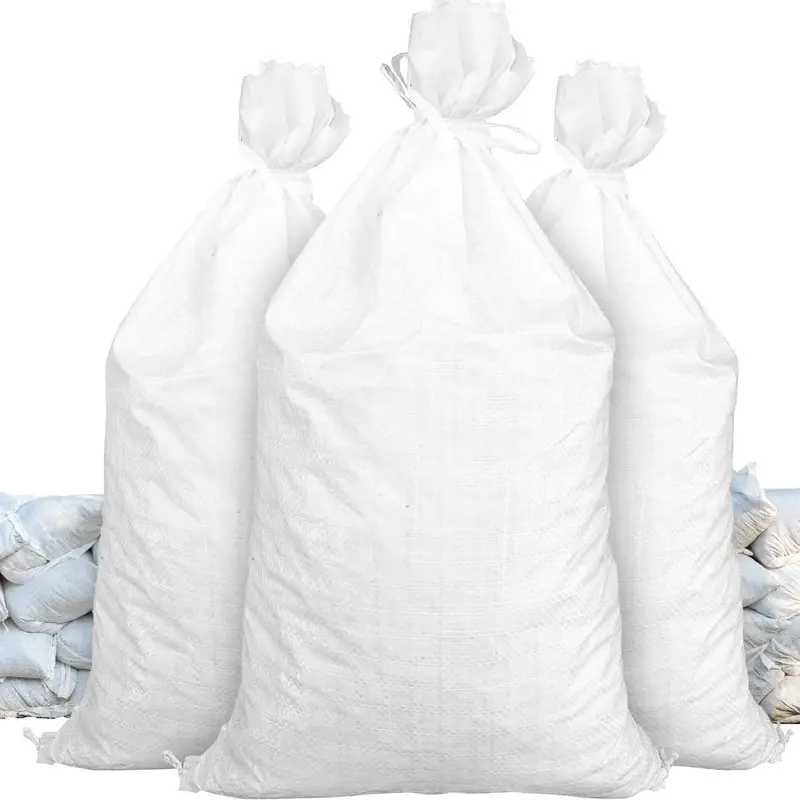 14" X 26" Empty White Sandbags With Tie Strings - Uv Resistant (50 Lb Capacity) 1