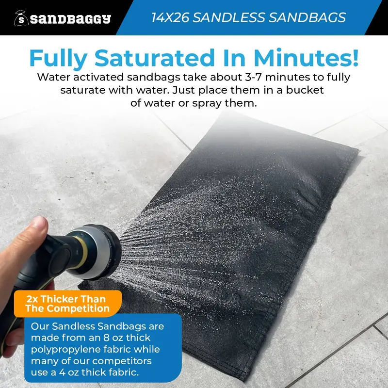 14" X 26" Water Activated Sandless Sandbags For Flooding 4