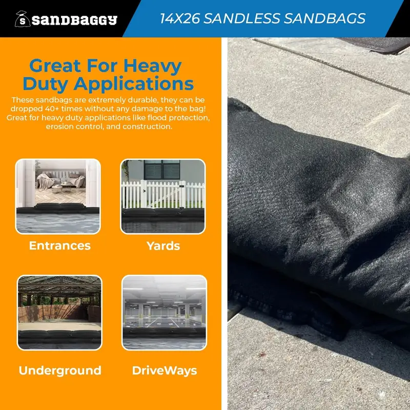14" X 26" Water Activated Sandless Sandbags For Flooding 5