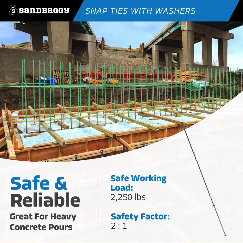 14" X 8 ¼" Standard Snap Ties For Concrete Forms (Long End) - 1" Flat Steel Washer 8