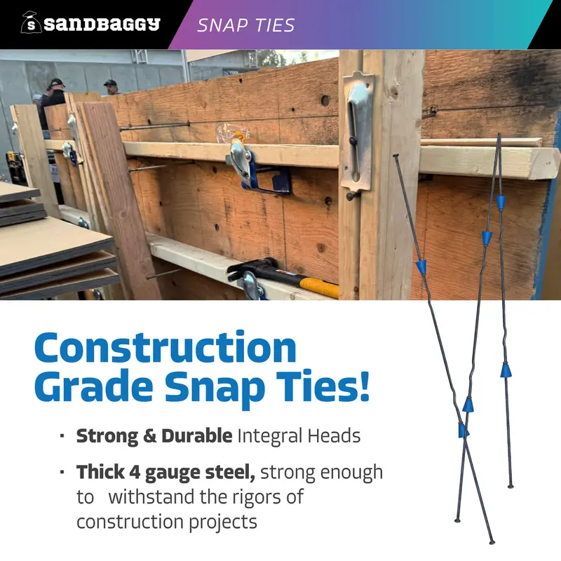 14" X 8 ¼" Standard Snap Ties For Concrete Forms (Long End) - 1" Plastic Cones 6