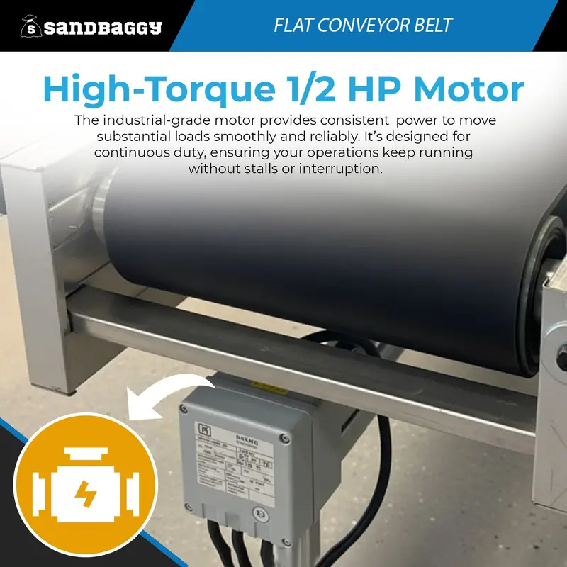 15.75" X 20 Ft Conveyor Belt System | 1,100 Lb Cap. | Flat Rubber Belt 7