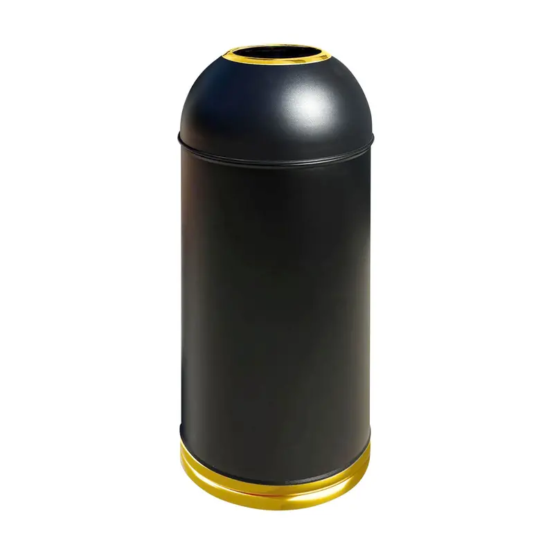 15-Gallon Black Open Top Dome Steel Trash Can With Lid (31" X 12") 1