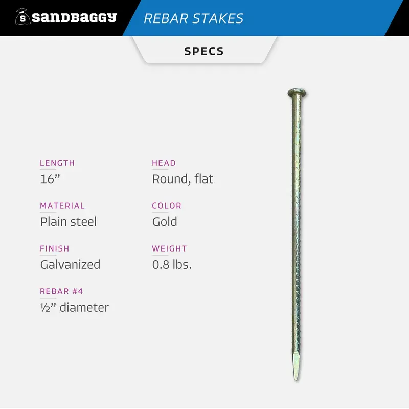 16" Galvanized Steel Rebar Stakes With Nail Head - Garden Stakes (#4 Rebar) 2