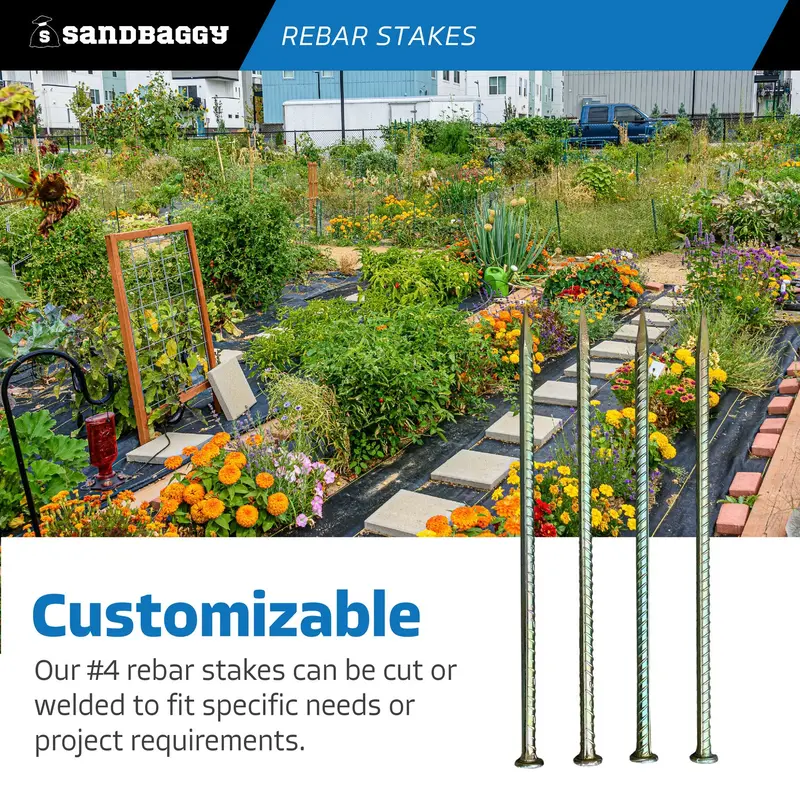 16" Galvanized Steel Rebar Stakes With Nail Head - Garden Stakes (#4 Rebar) 8