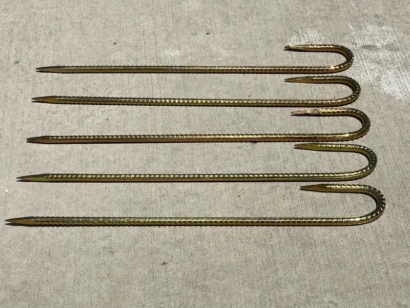 16" J Hook Rebar Stakes - Galvanized Steel - 5/16" Diameter 10