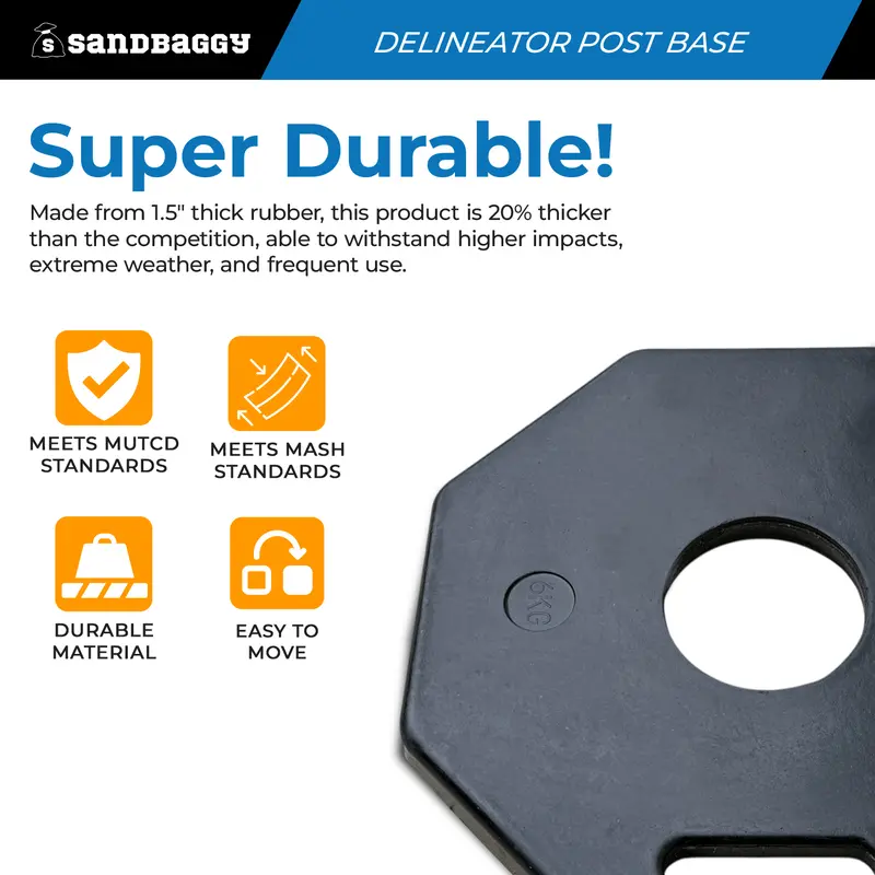 16" Traffic Delineator Post Base - Rubber 6