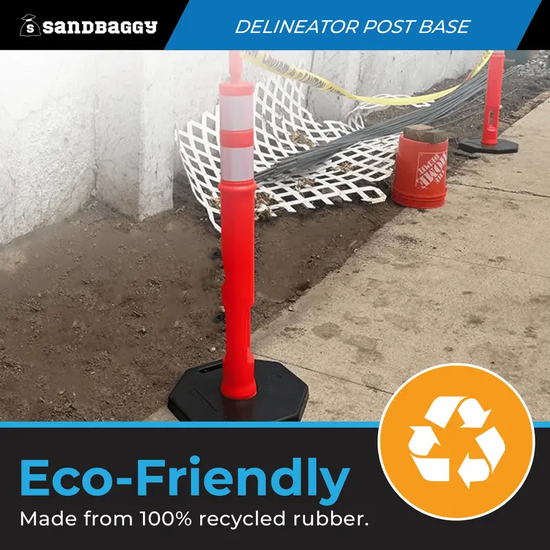 16" Traffic Delineator Post Base - Rubber 8