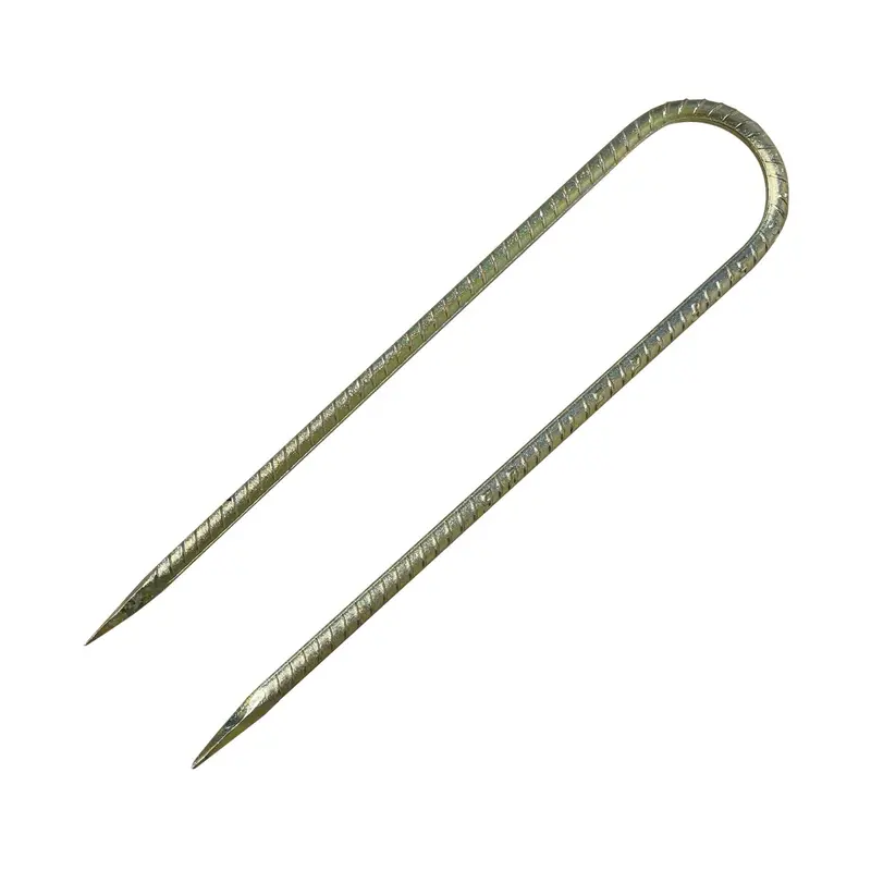 16" U Shaped Rebar Stakes - Galvanized Steel - 1/2" Diameter (#4 Rebar) 1