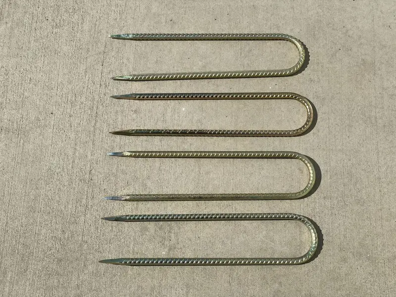16" U Shaped Rebar Stakes - Galvanized Steel - 1/2" Diameter (#4 Rebar) 10
