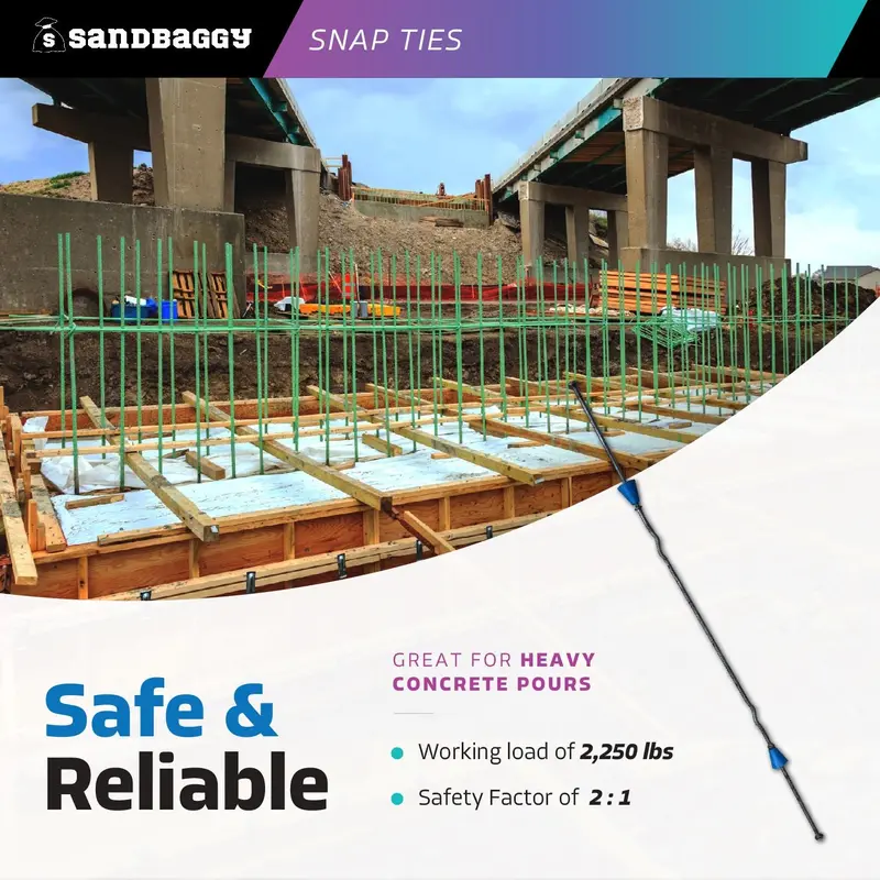 16" X 4 ¾" Standard Snap Ties For Concrete Forms (Short End) - 1" Plastic Cones 4