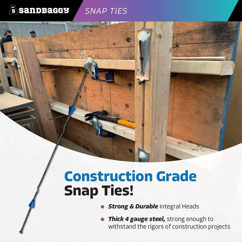 16" X 4 ¾" Standard Snap Ties For Concrete Forms (Short End) - 1" Plastic Cones 5
