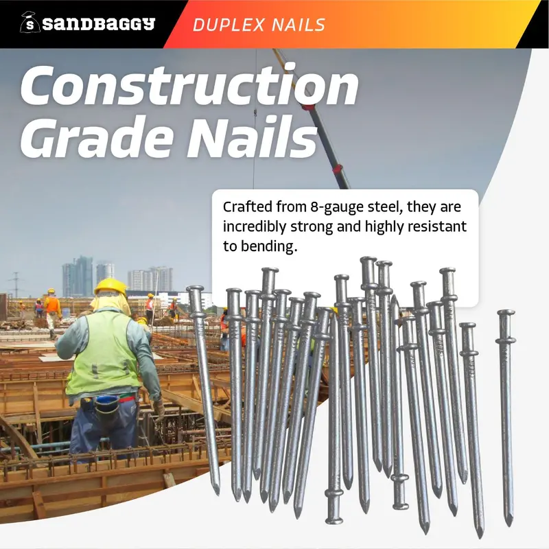 16D Duplex Nails (3.5" Long) - Concrete Forms & Scaffolding - 8 Gauge Steel 3