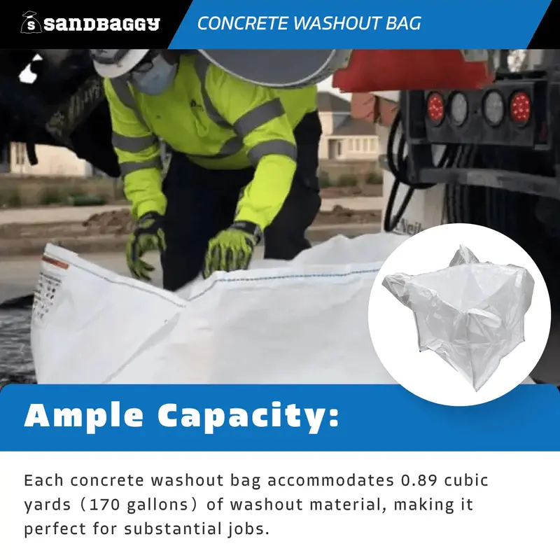170 Gal. Concrete Washout Bag W/ Plastic Liner - Uv Protected (35" X 35" X 30") 5