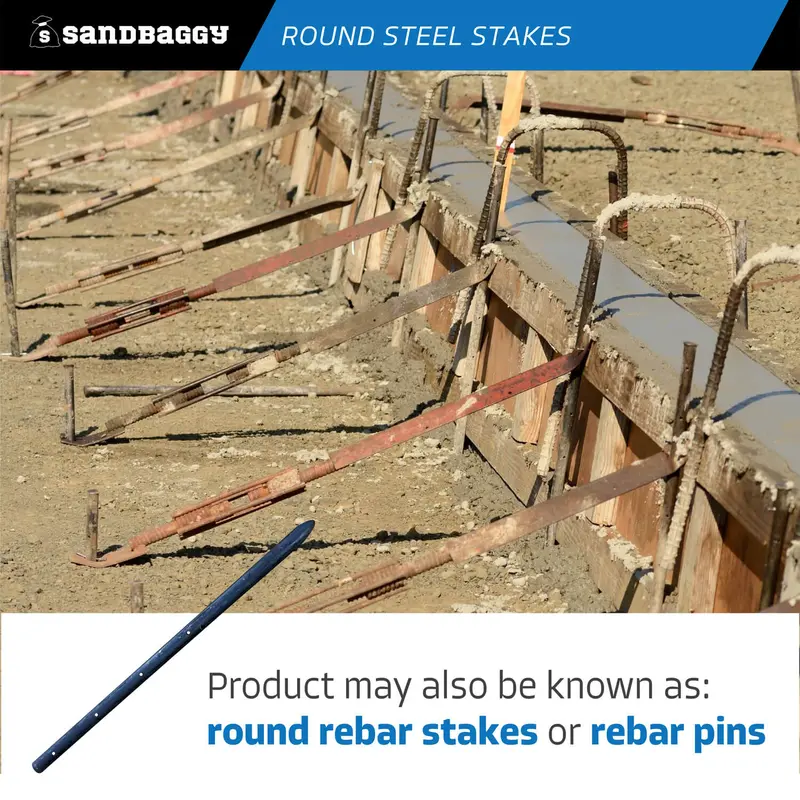 18" & 36" Round Steel Concrete Form Stakes With Nail Holes 11