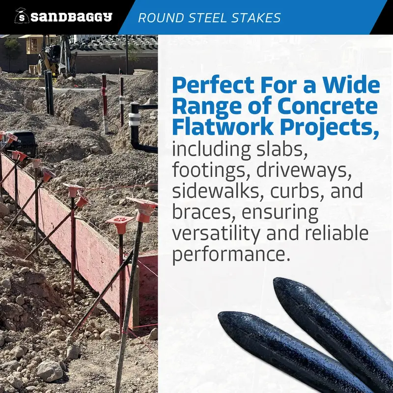18" & 36" Round Steel Concrete Form Stakes With Nail Holes 16