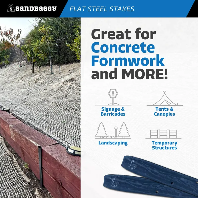 18" Flat Steel Stakes For Concrete Forms With Nail Holes 8