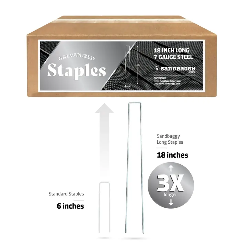 18 In. Heavy Duty Landscape Staples - 7 Gauge Galvanized Steel 1