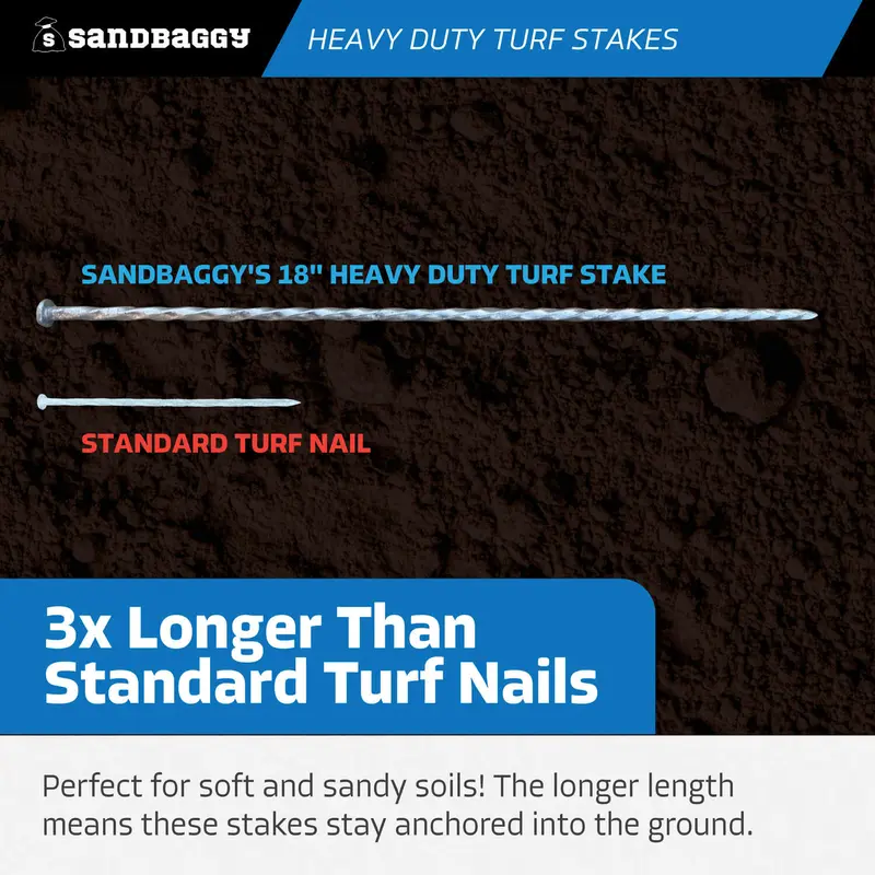 18 In. Ultra Heavy Duty Galvanized Spiral Artificial Turf Nails - 1 Gauge Steel 5