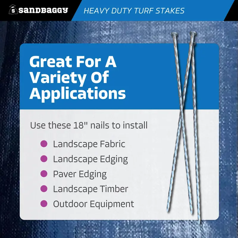 18 In. Ultra Heavy Duty Galvanized Spiral Artificial Turf Nails - 1 Gauge Steel 9