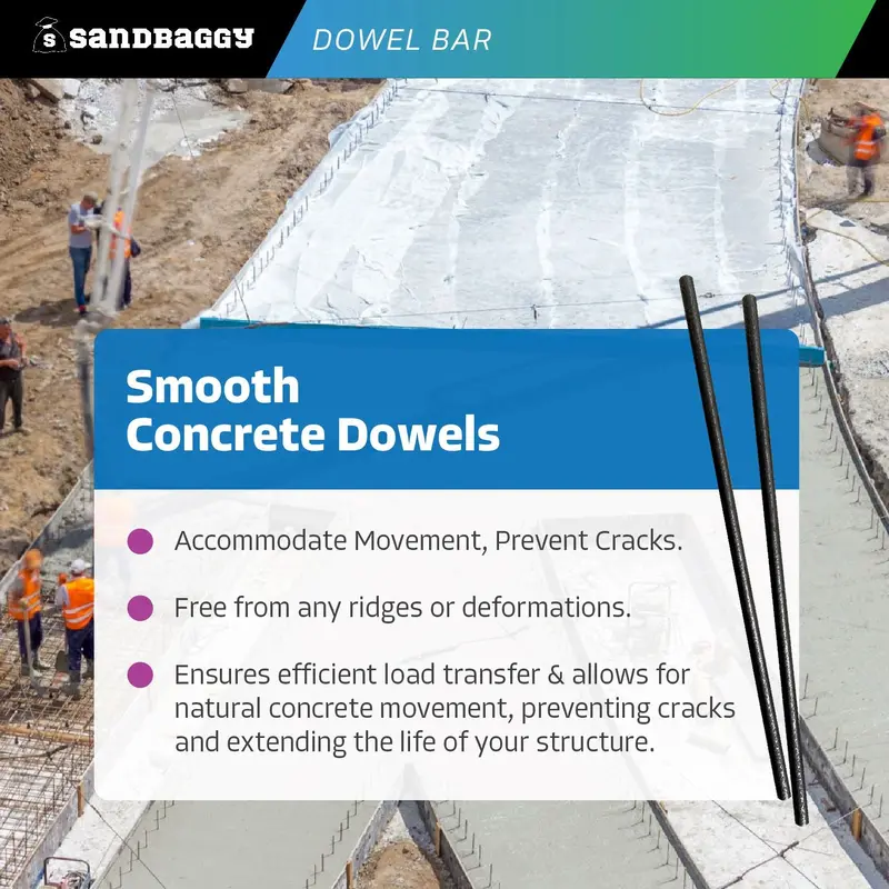 18" Smooth Concrete Dowel Bar - Saw Cut Ends - Plain Steel 6