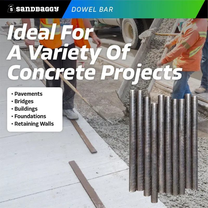 18" Smooth Concrete Dowel Bar - Saw Cut Ends - Plain Steel 7