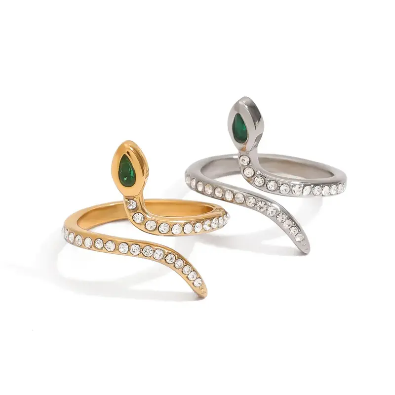 18K Gold And Titanium Steel Snake Ring 1