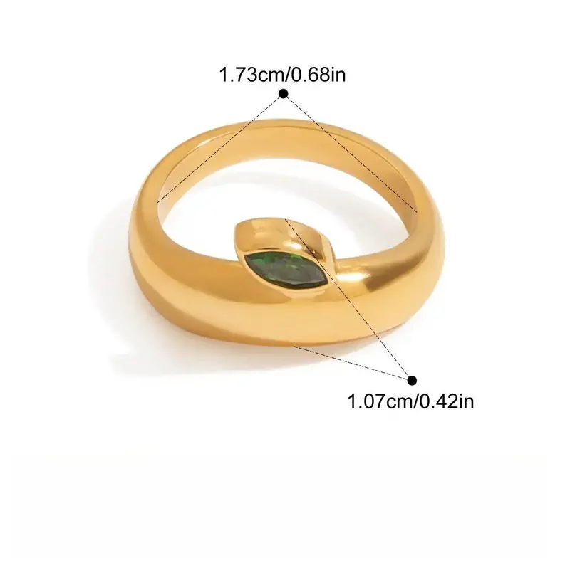 18K Gold Apple Zircon Titanium Steel Ring 1