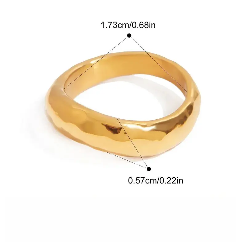 18K Gold Apple Zircon Titanium Steel Ring 3