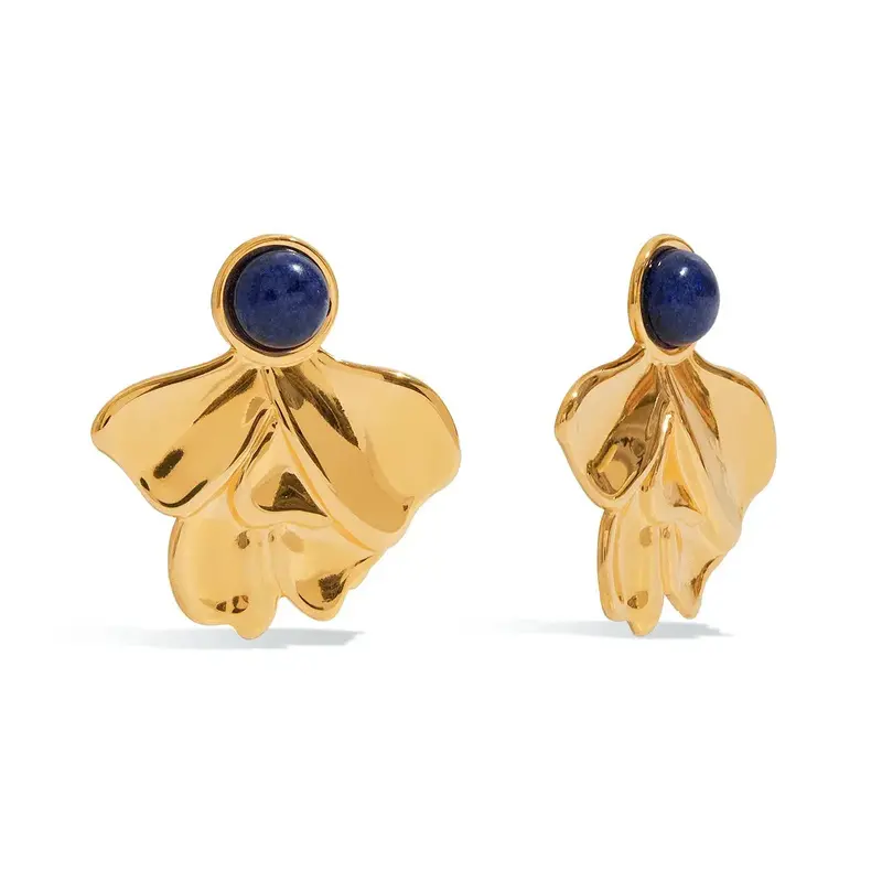 18K Gold Butterfly-Shaped Inlaid Gemstone Design Trendy And Personalized Earrings 1