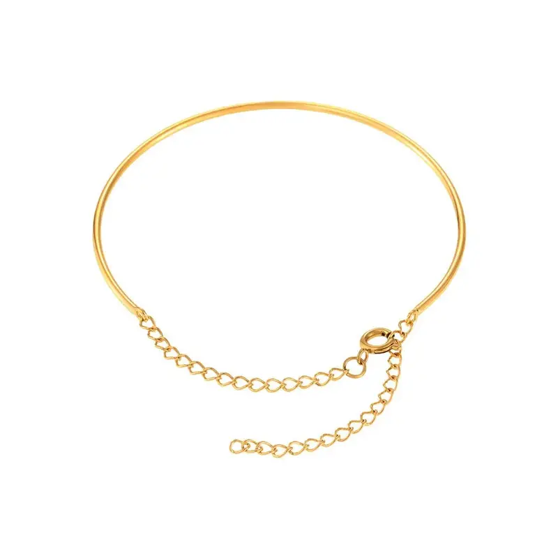 18K Gold C-Shaped Ring With Chain Design Classic Fashion Bracelet 1