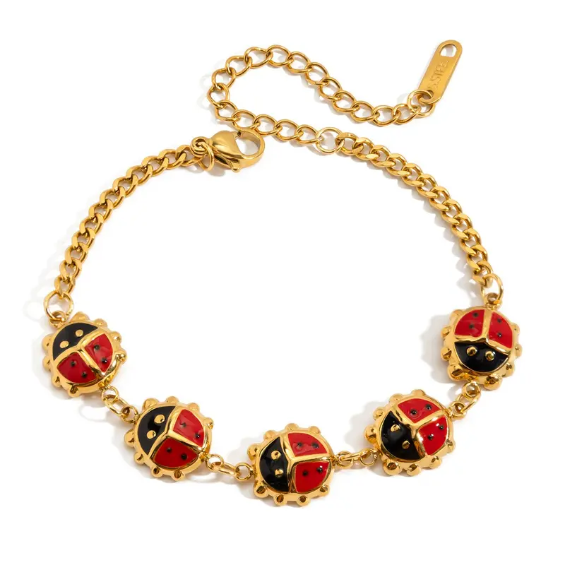 18K Gold Classic Ladybug Necklace And Bracelet 1