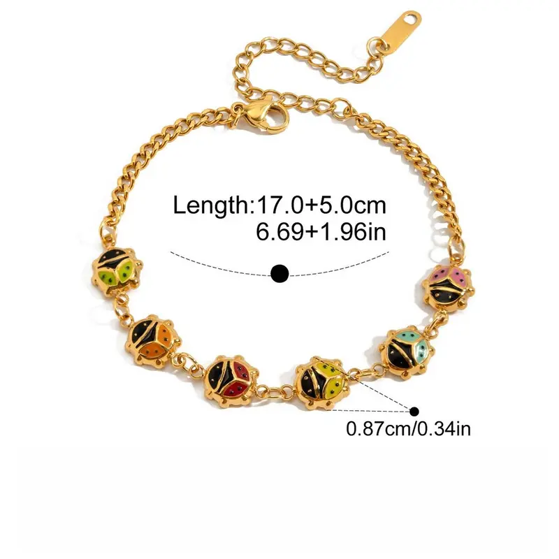 18K Gold Classic Ladybug Necklace And Bracelet 4