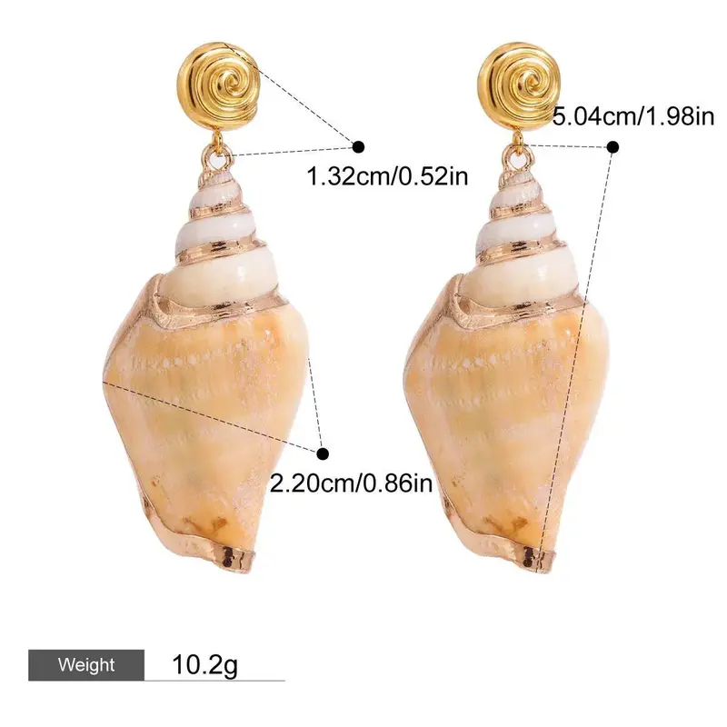 18K Gold Conch-Shaped Ocean-Style Earring And Necklace Set 2