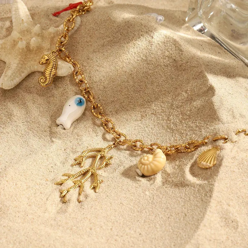 18K Gold Coral Shape Ocean Style Necklace 1