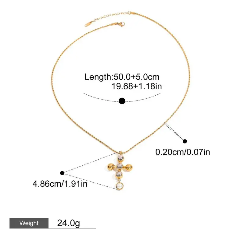 18K Gold Cross Design Light Luxury High-End Necklace 1