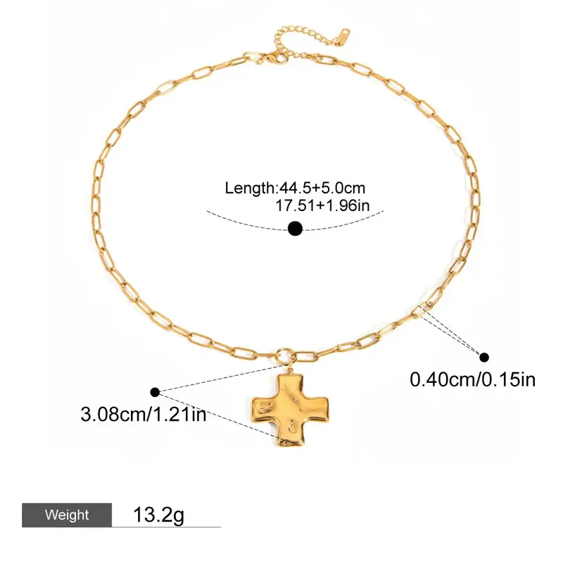 18K Gold Cross Design Light Luxury High-End Necklace 2