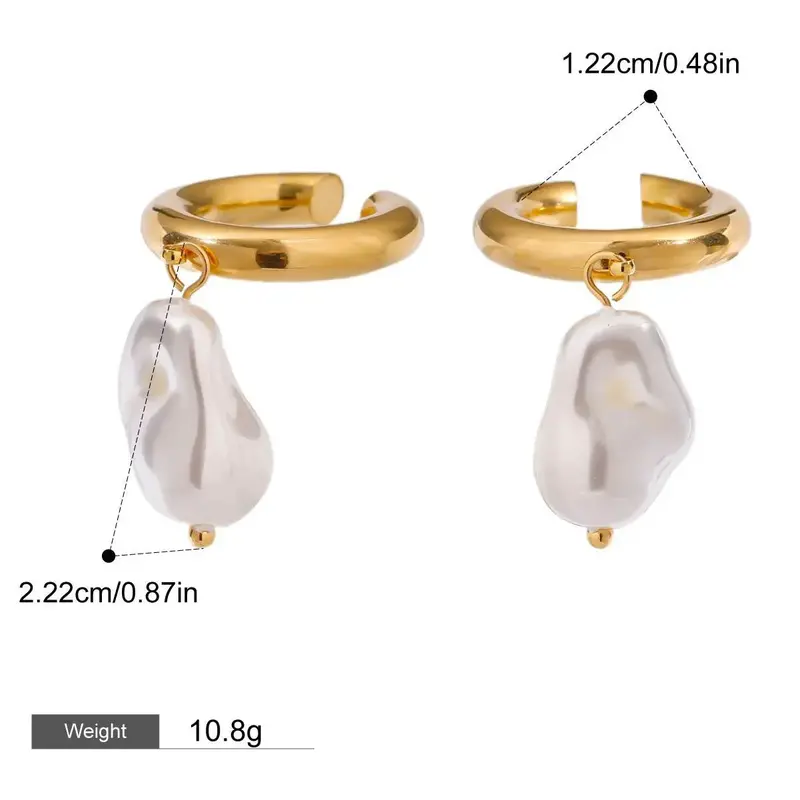 18K Gold Geometric Inlaid Pearls Exquisite Design Noble Earring Necklace Set 1