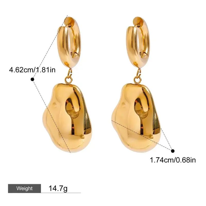 18K Gold Geometric Inlaid Pearls Exquisite Design Noble Earring Necklace Set 3